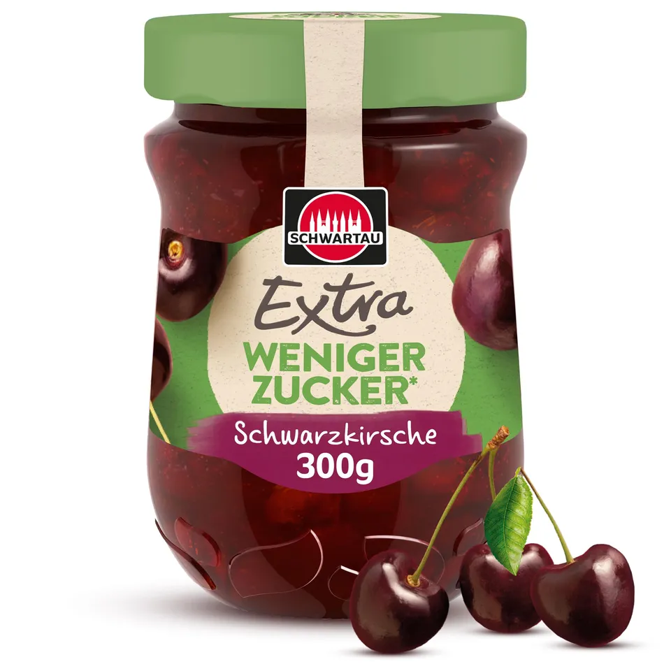 schwartau-extra-weniger-zucker-schwarzkirsche-300-g image 1