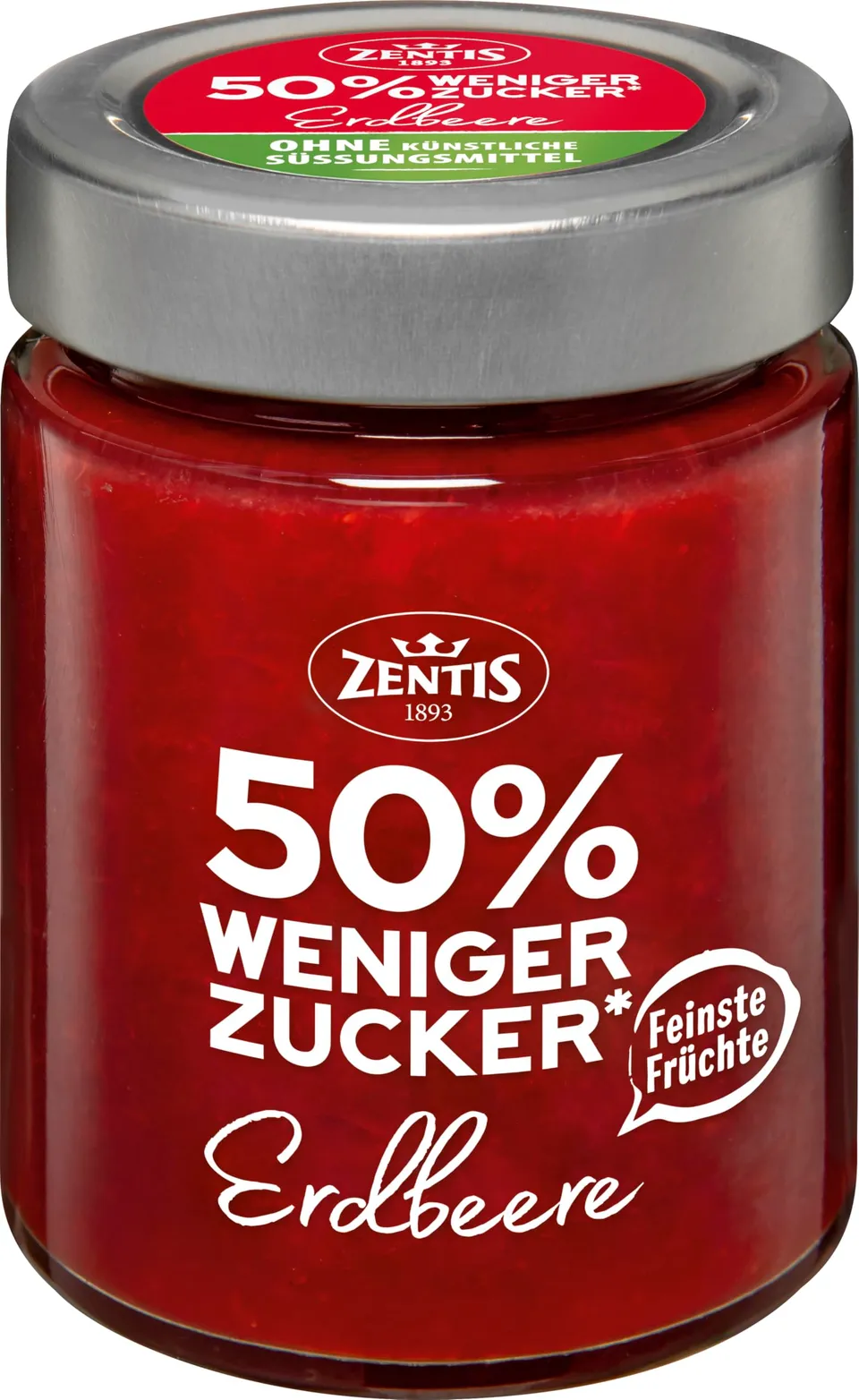 zentis-50-weniger-zucker-erdbeer-fruchtaufstrich-fein-passiert-195g image 1
