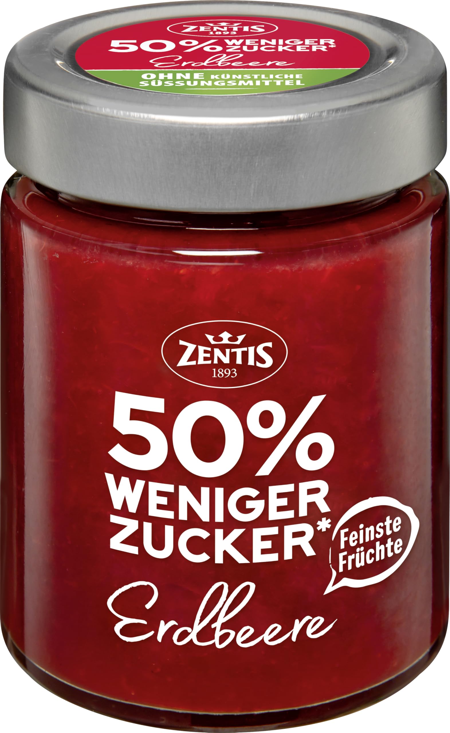 zentis-50-weniger-zucker-erdbeer-fruchtaufstrich-fein-passiert-195g image 1