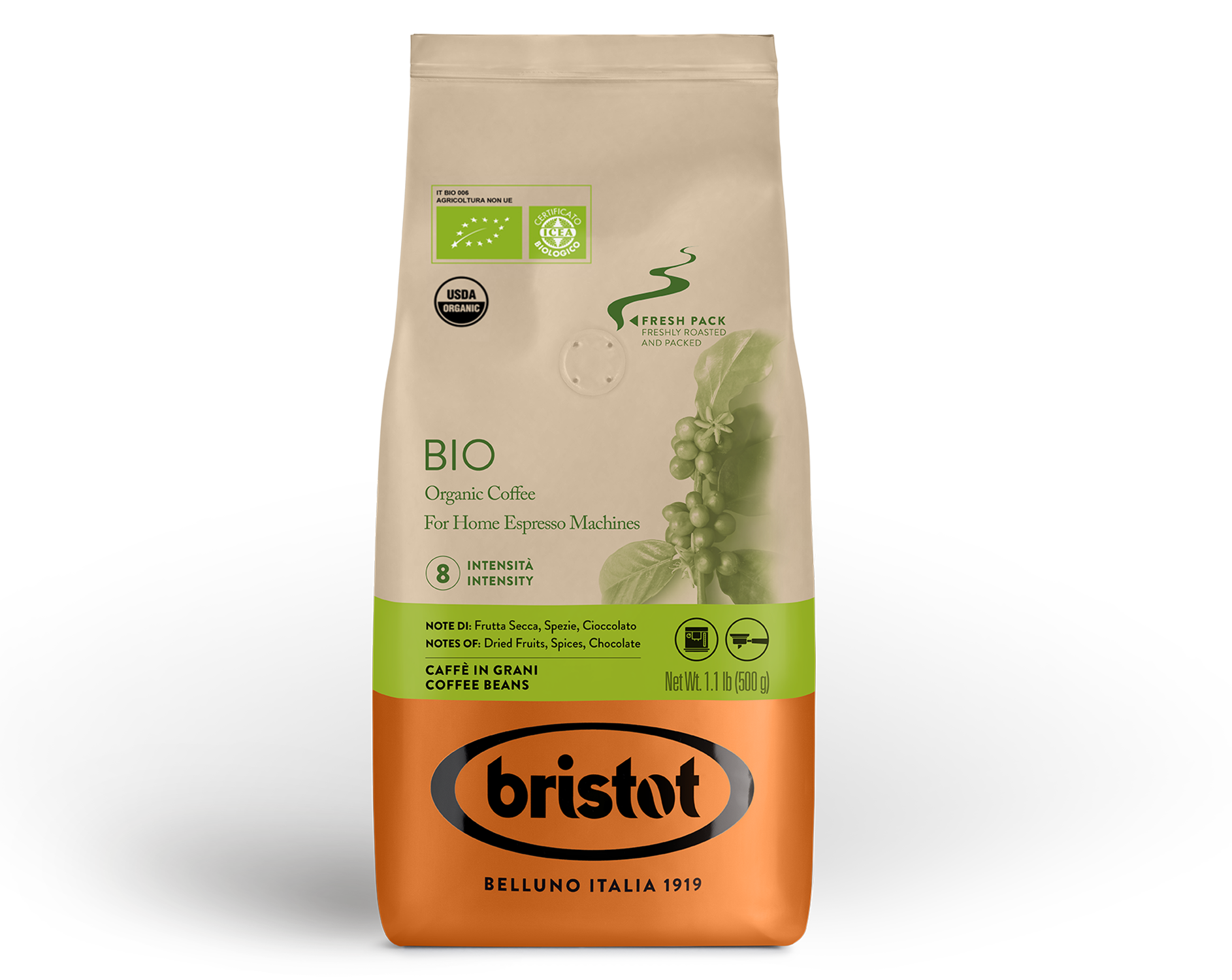 bristot-bio-organic-kaffeebohnen image 1