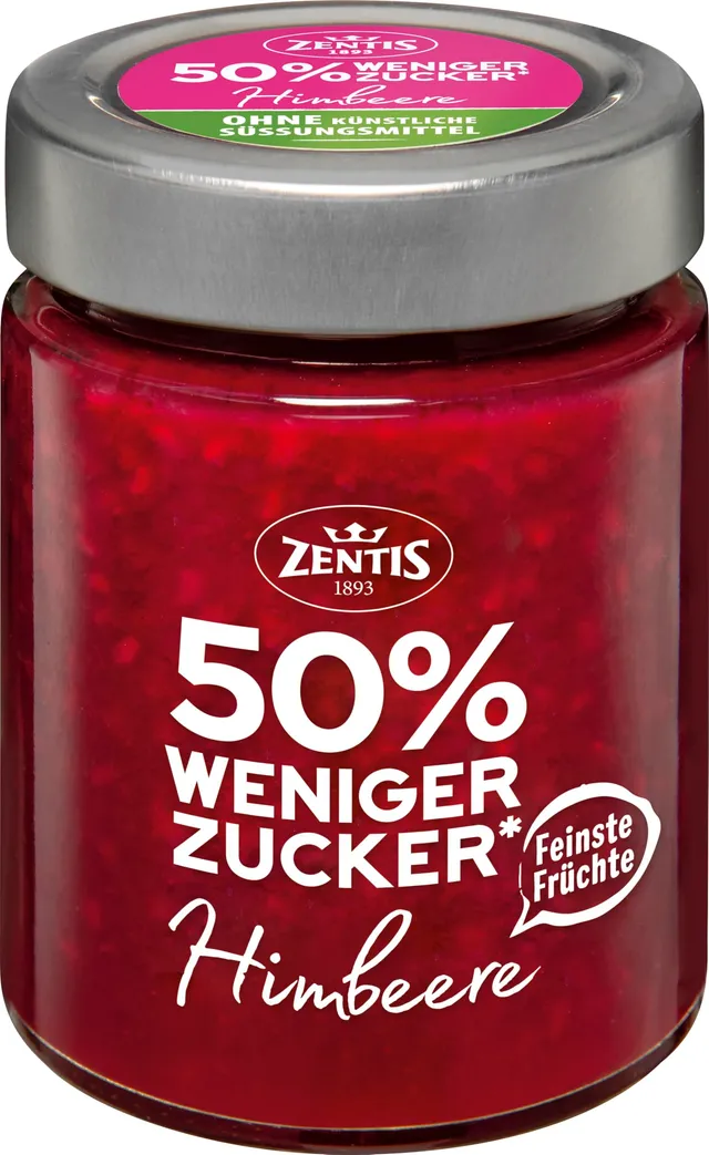 zentis-50-weniger-zucker-fruchtaufstrich-himbeere-195-g image 1