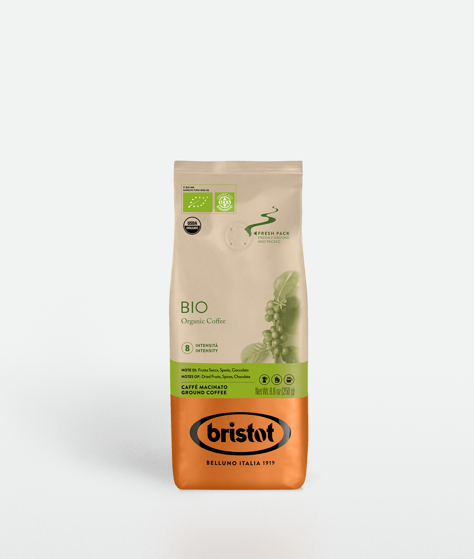 bristot-bio-organic-gemahlener-kaffee image 1