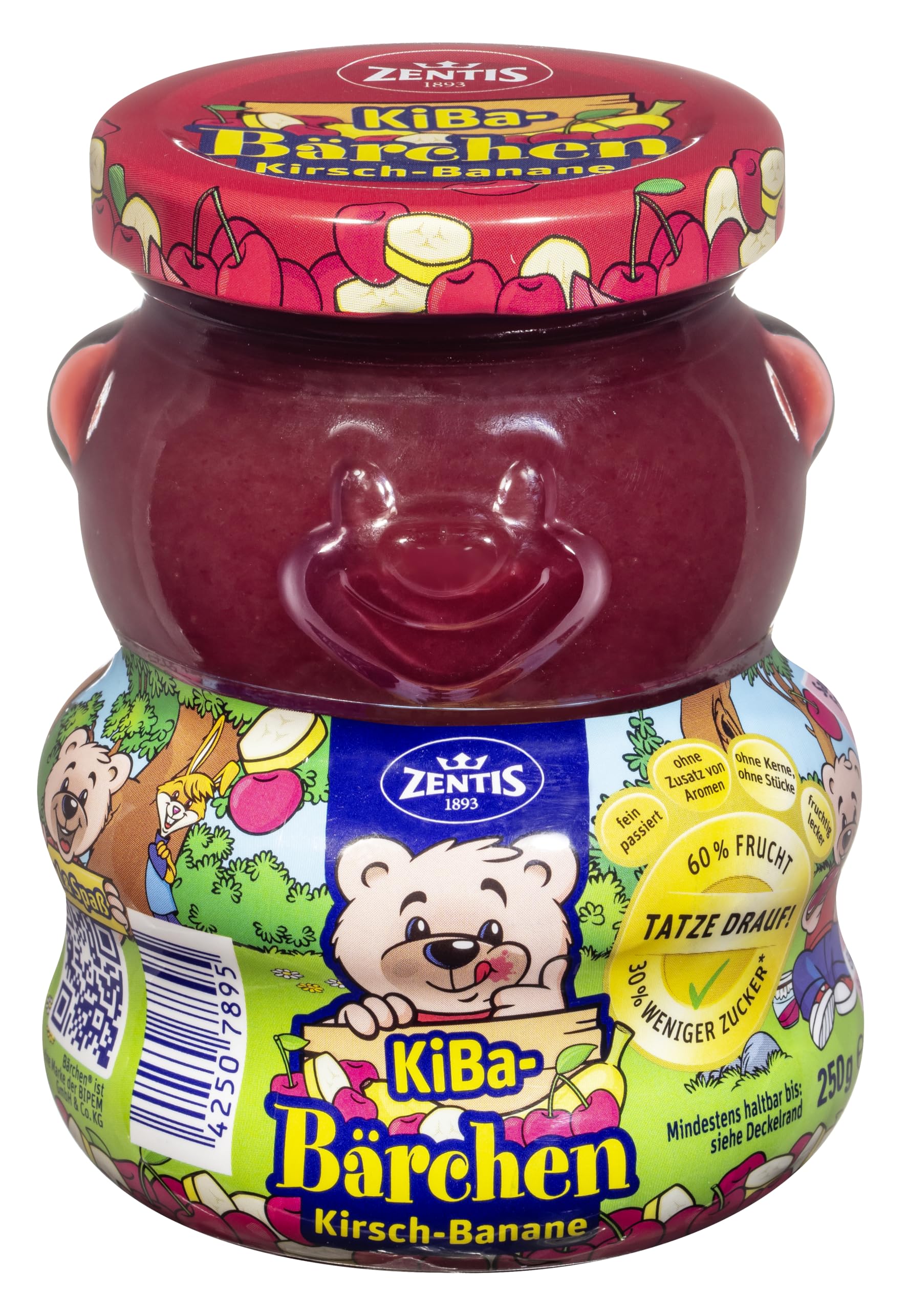 zentis-b-rchen-fruchtaufstrich-kiba-kirsch-banane-250-g image 1